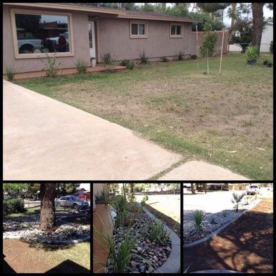 New curbing, gravel and plants