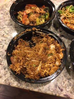 Combination Fried Rice and Chicken and Broccoli