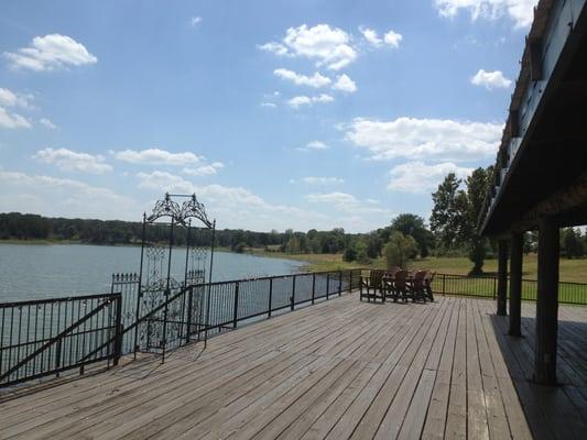 The deck outside the lodge