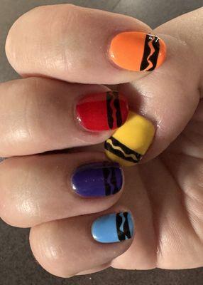 Back to school - color crayons manicure by Ann. I love them!!!