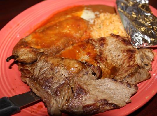 Ribeye Steak Poblano w/ Refried Beans & Rice