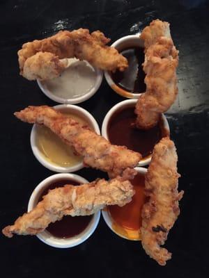 O'Charleys Famous Chicken Tenders with all the sauces