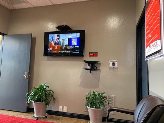 Waiting area / cell phone charging station.