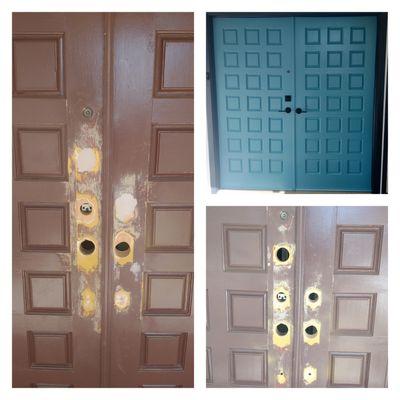 Front door repair using bondo