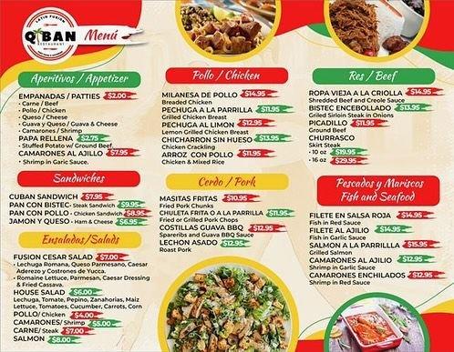 Q Ban Latin Fusion * Menu Inside