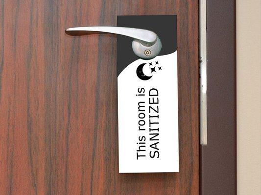 Sanitized door hanger for hotels - ready to order