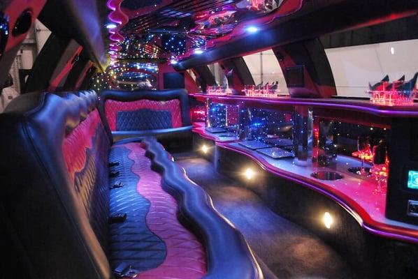 The interior of my Hummer h2 limousine rental.