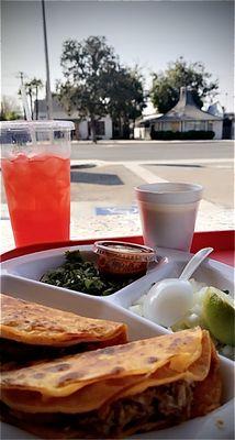 Tacos de Berria with a watermelon agua fresca!