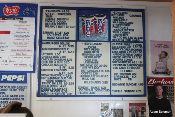 menu with prices.