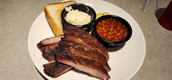 Half rack ribs w/ beans and potato salad