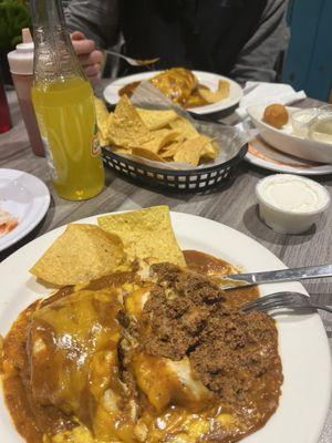 Split ground beef wet burrito