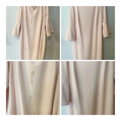 Professional stain removal of a dress brought in to us with coffee stains.