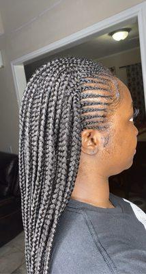 1/2 box braids 1/2 cornrows