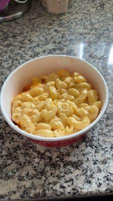 Half bowl of large Mac n cheese