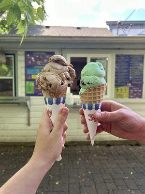 ice cream! coffee and mint chocolate chip