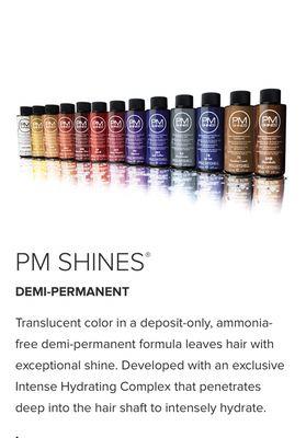 Stretch your color treatments with Pm Shines. The Demi colors are great for revitalizing your color between treatments!