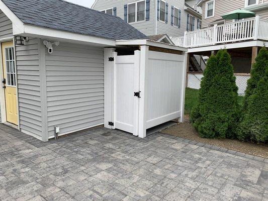 A new Paver patio, and outdoor shower.