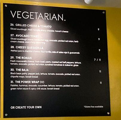 Vegetarian Menu