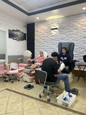 The girls mani pedi