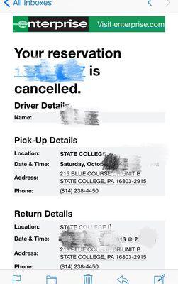 DO NOT BOOK WITH ENTERPRISE!!!!!! THEY MOVE AND CANCEL YOUR RESERVATIONS WHENEVER THEY WANT.