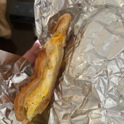 Egg and cheese on a croissant