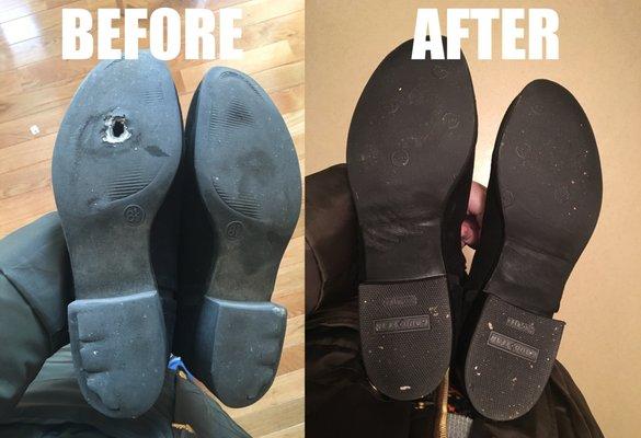 Full sole repair on over-loved shoes that I couldn't just pay to replace. Pelham literally rebuilt the bottom of my boots.