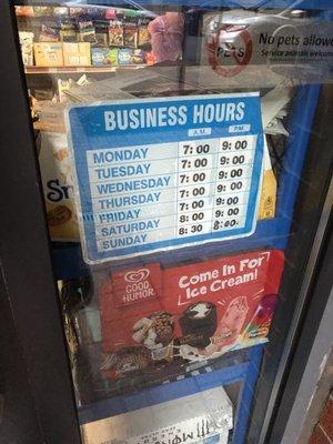 Hours, weekdays 7-9