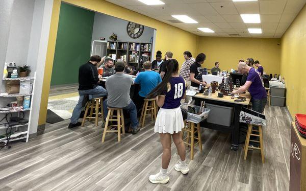 Game room full of players