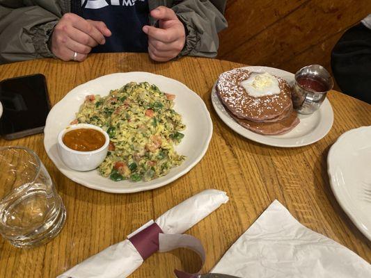 santa fe scramble, bran pancake