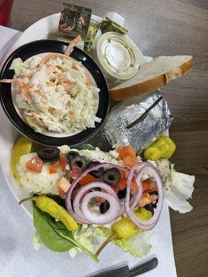 Greek fish with baked potato