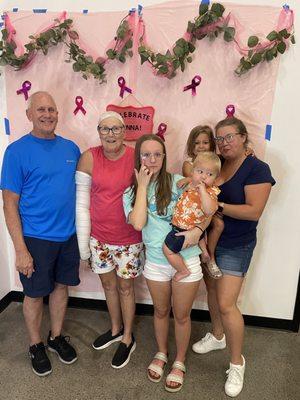 The Beers family being honored at a Pink Wig initiative party and silent auction ( celebrating Donna )