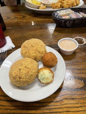 Crab cakes and hush puppies