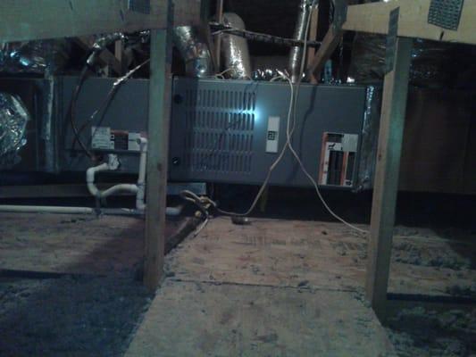 This is a new gas furnace/coil replacement that was part of a whole system replacement. It is in a small attic