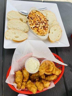 Crab Dip and Fried Shrimp