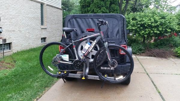 my bike mounted on rack