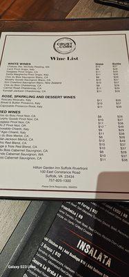 Wine list