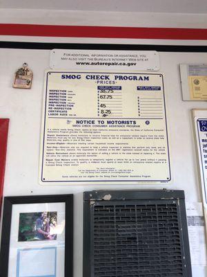 Smog check prices