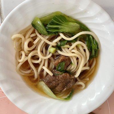 Beef noodle soup, meat is tender with good amount of greens and noodle. This is small portion from my takeout.