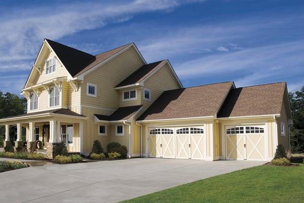 carriage style garage door, steel back insulated with windows