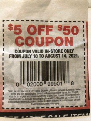 $5 OFF $50 COUPON