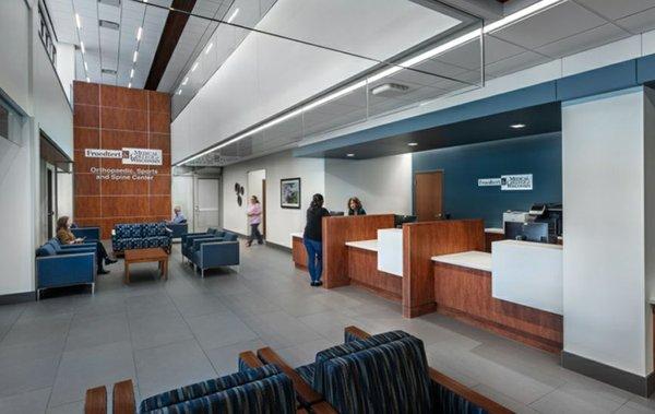 Registration check in desk area at main entrance of new health center