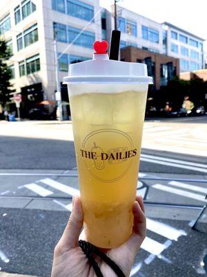 Bartlett & Asian Pear Green Tea with 3Q Boba, $6