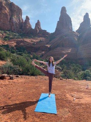 Rainbows over all the yogis during our sunrise yoga class in the vortex!