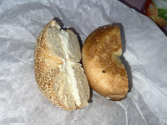 Bagel sesame cream cheese