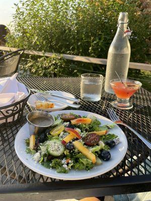 Salad and blood orange martini