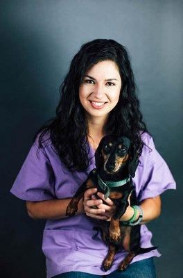 Anneliese Ovando, Financial Manager, and her dog Hansel