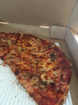 Can of mushrooms dumped on this pizza