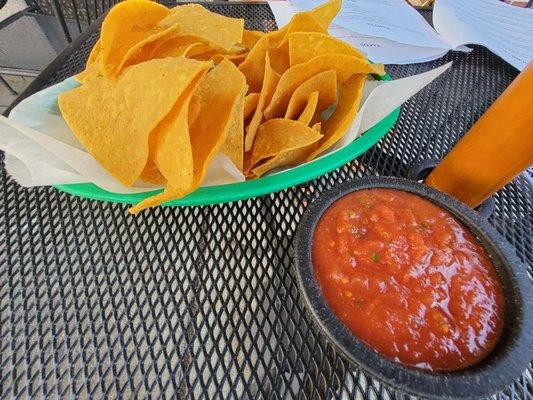 Homemade tasting Chips and Salsa. FRESH