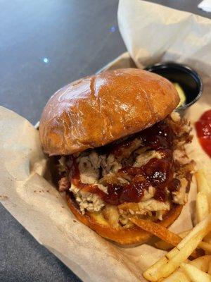 Pulled pork sandwich.