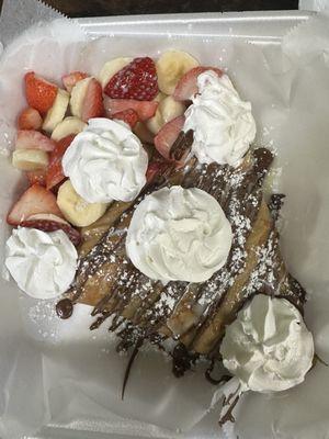 Crepe with fresh banana and strawberries!